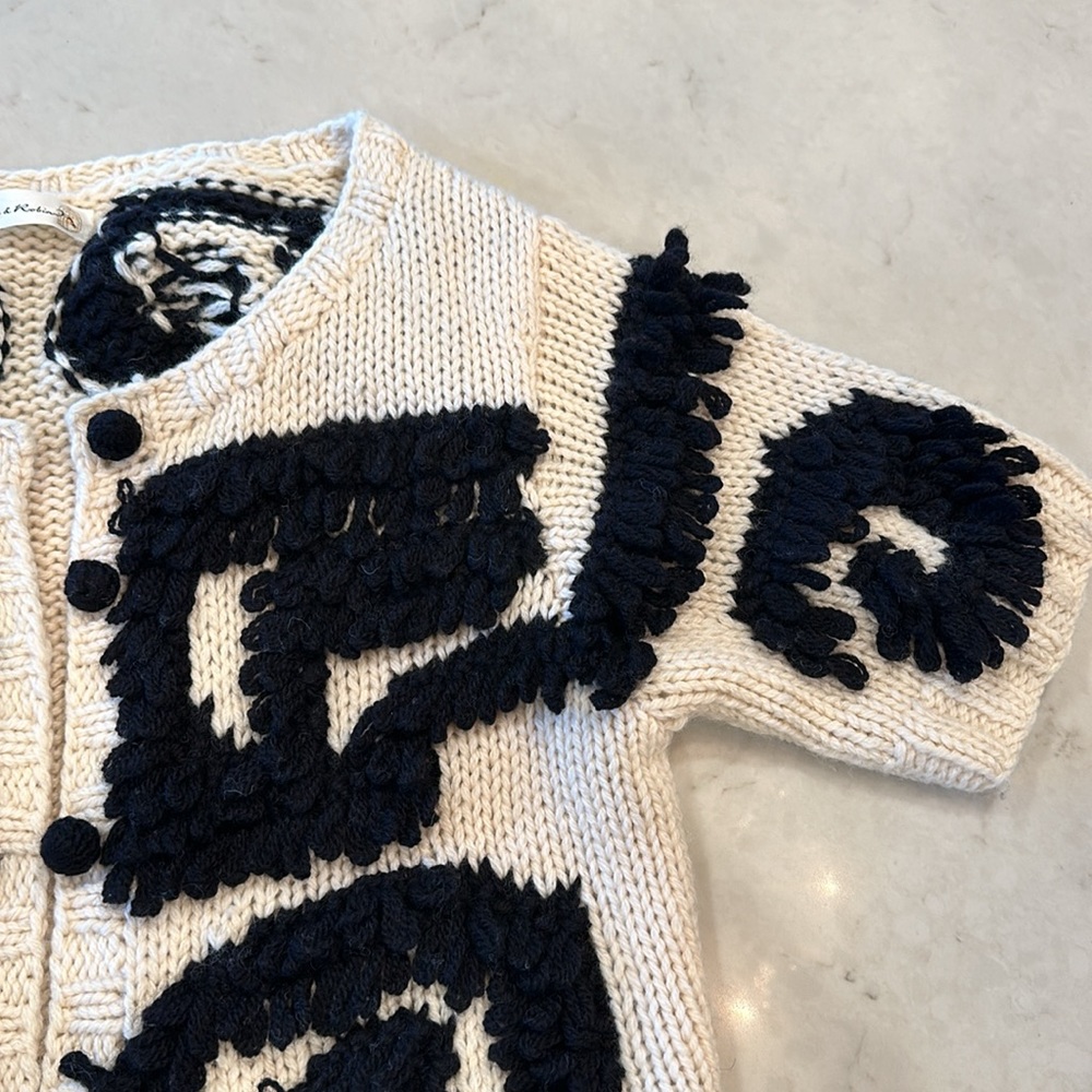 Women's Cream & Black Textured Knit Cardigan - Picture 3 of 13